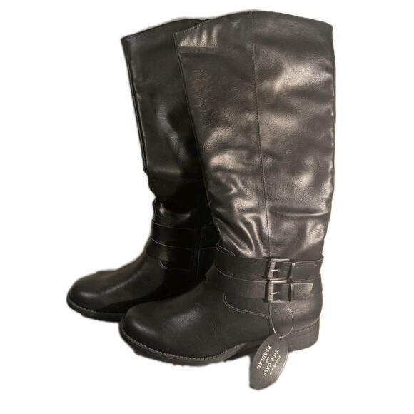 Style & Co Women's Black Maliaa Size 7.5M Buckled Round Toe Riding Boots NIB - Picture 4 of 7